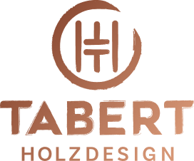 Logo Tabert braunes Signet und Wortmarke auf waldgrünem Hintergrund